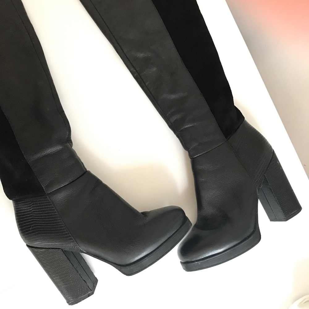 sam edelman howell black leather platform boots